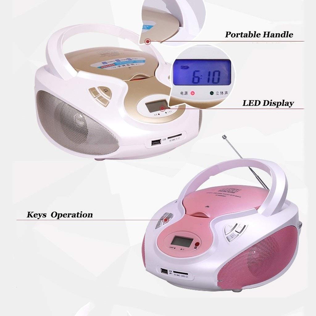 ステレオ CDプレーヤー FMラジオ MP3再生 USB/AUX入力 (ピンク) ステレオ CDプレーヤー FMラジオ MP3再生 USB/AUX入力 (ピンク