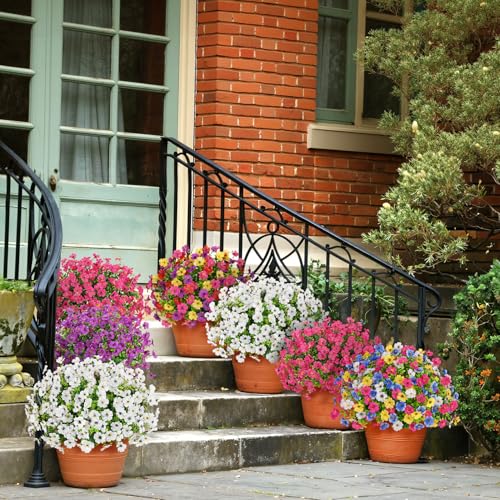 Image of Bassion 16 Bundles Artificial Flowers for Outdoors Fake Flowers, White