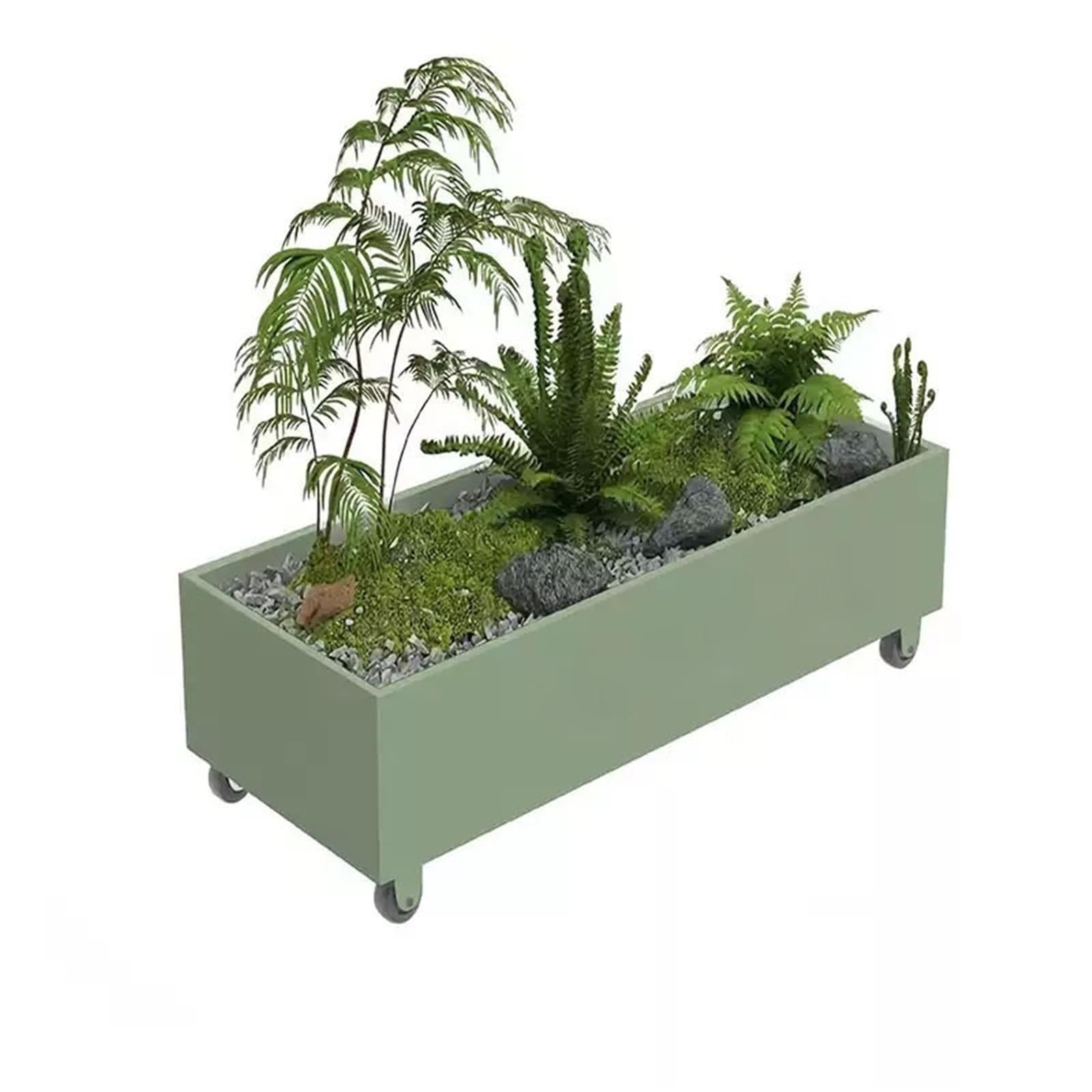Banco de Jardinera de Parque Jardinera de jardín Caja Flores Contenedor plantación | Con ruedas giratorias for exhibición móvil al aire libre.(XS)