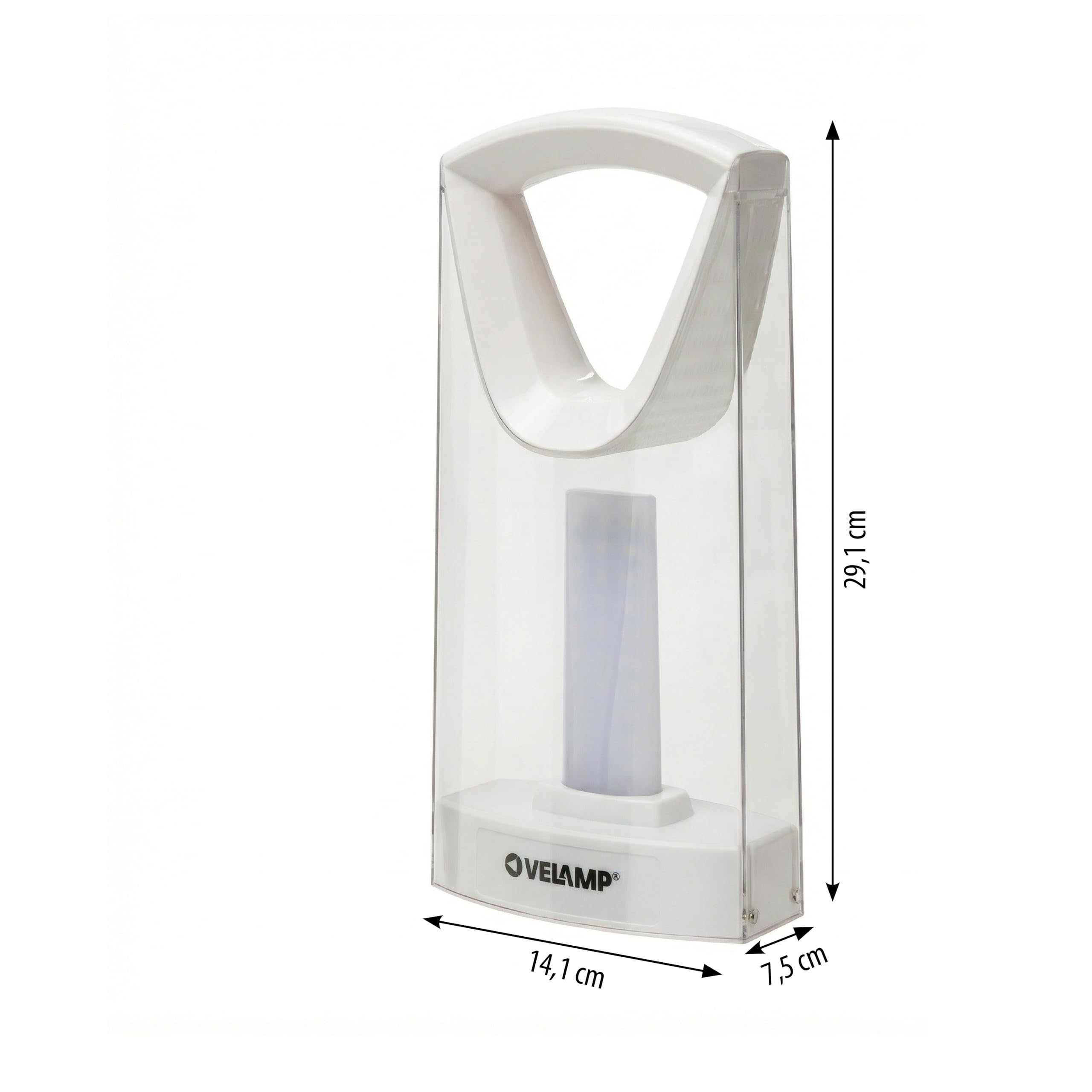 Velamp Lampada di Emergenza Portatile Ricaricabile 400 lumen, Lampada LED con funzione anti-blackout, Luce naturale 4000K - Dimmerabile - Con cavo USB, Sicura, Leggera e Compatta