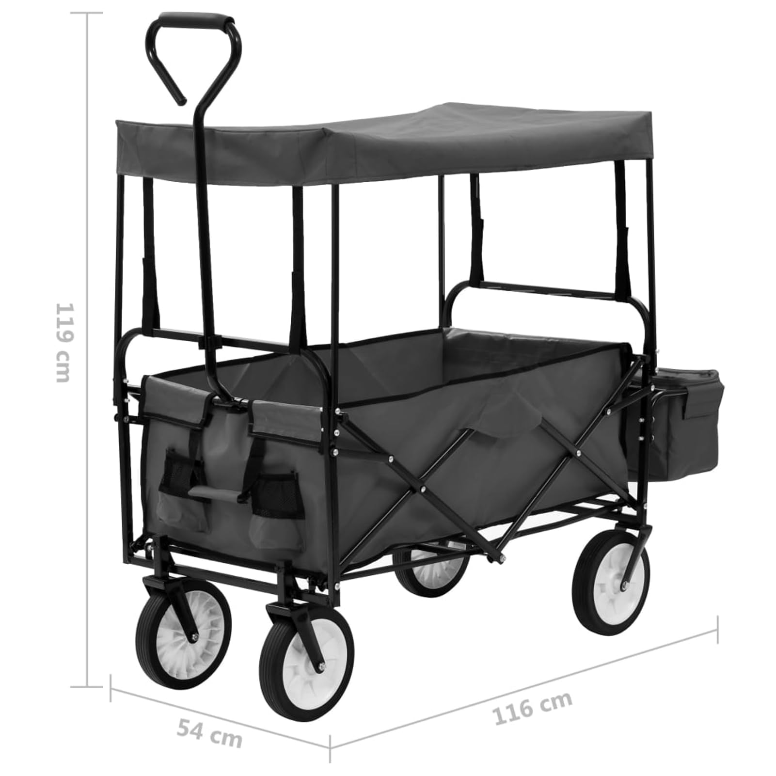Rantry Klappbarer Handwagen mit Sonnendach Stahl Grau Wagen Model145512
