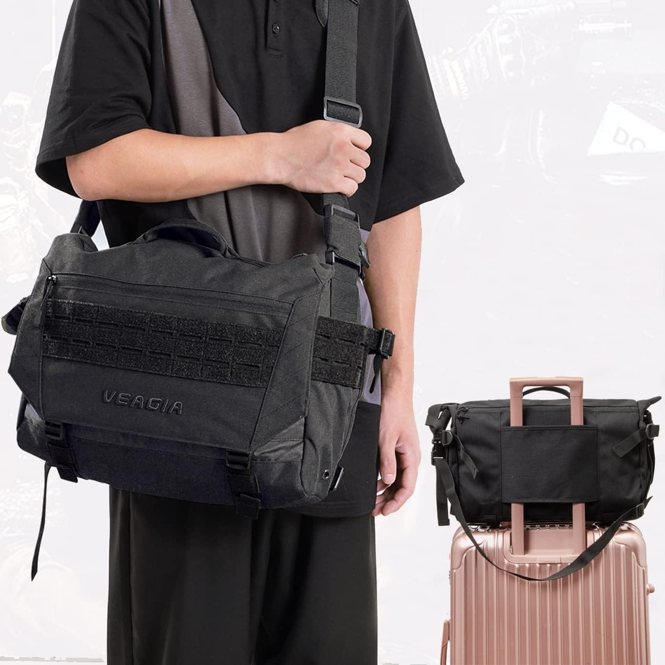 Messenger bag Laptop bag Briefcase Molle system Tactical style Detachable shoulder strap Shoulder Bags - Image 2