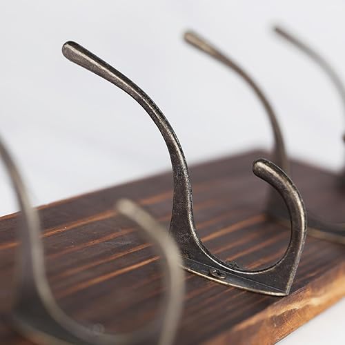 Miniatura 7 de Perchero de madera para colgar en la pared, resistente, para colgar en la pared, con 4 ganchos, para colgar en la pared, para la entrada, sombreros,