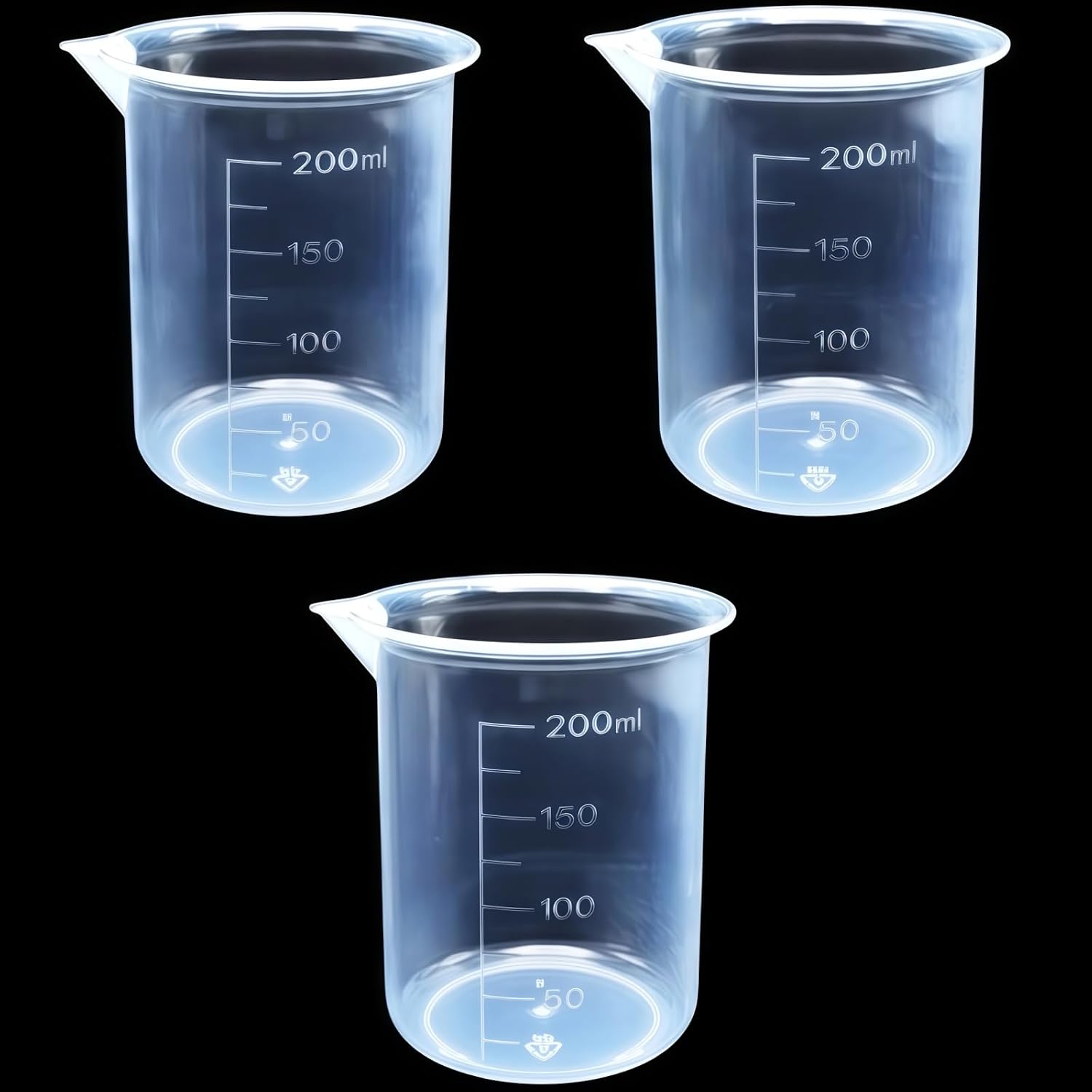 3 Pack 200ml Plastic Measuring Cup