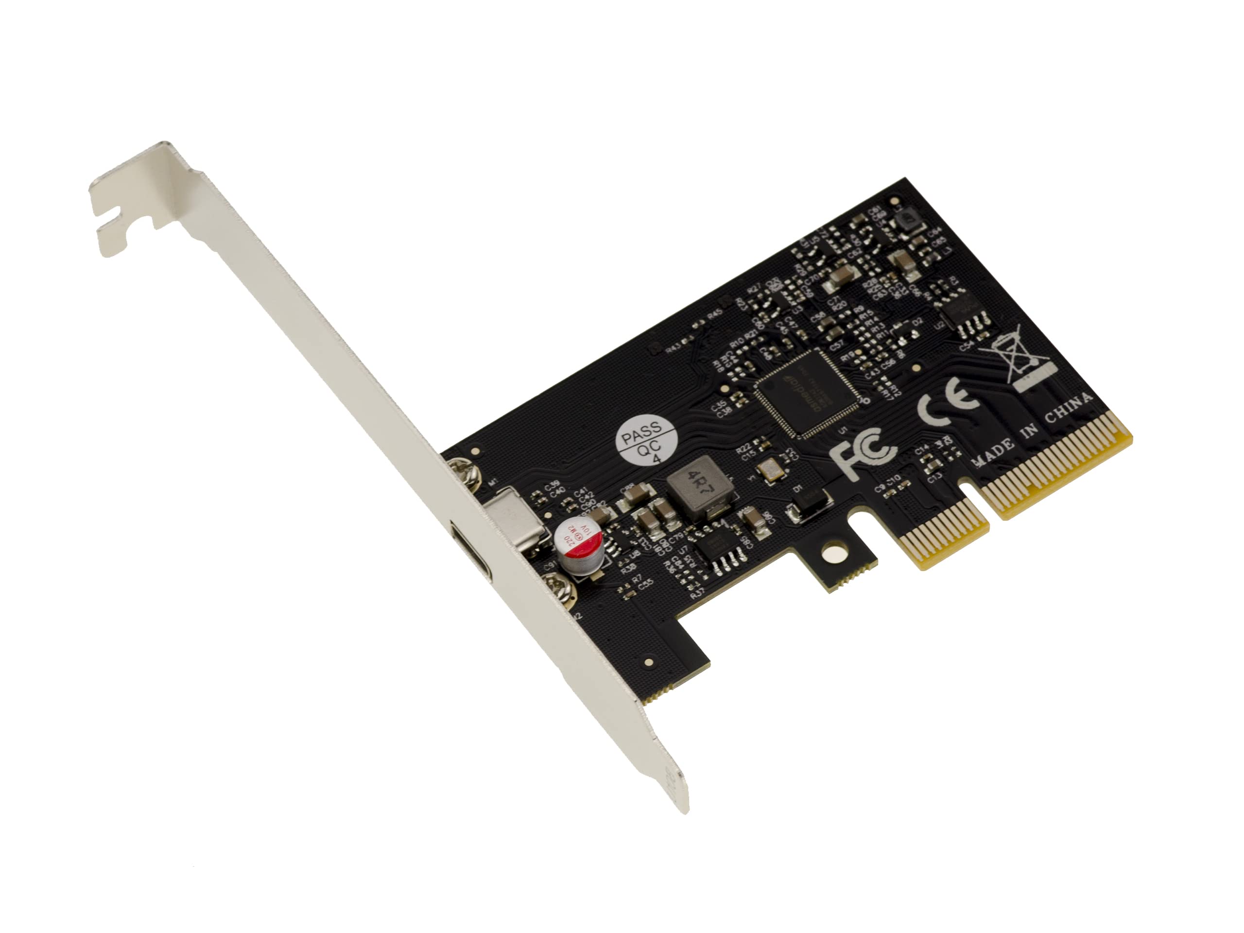 KALEA-INFORMATIQUE Karta kontrolera PCIe x4 1 port USB 3.2 Gen 2x2 20G typu C z chipsetem ASM3242. Wysoki i niski profil