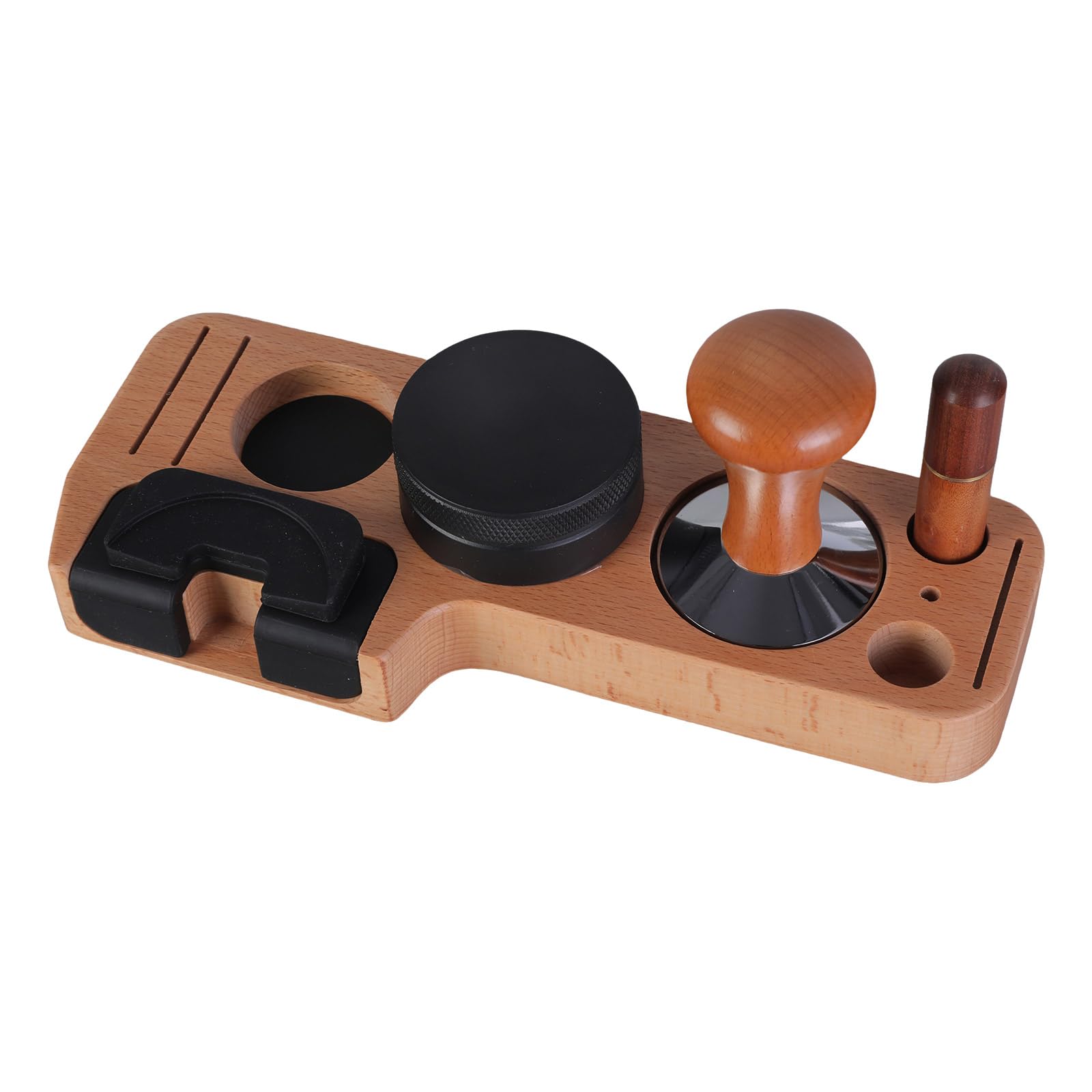 MICFENY 51/58mm Beech Espresso Accessories Set Multipurpose Coffee Tamper and Distributor Set for Home Cafes and Use