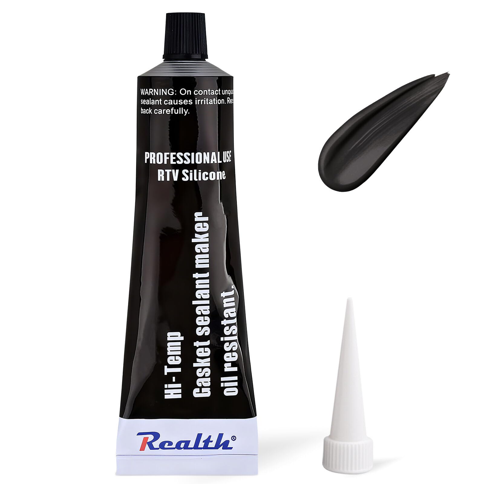 Realth Silicone Gasket Maker | 1 Pack 3.53 Oz(100g) | Ultra Black RTV | High Temperature | Oil Resistance | High Strength Flange Sealing for Automotive Machine Equipment Repairing(SG119)