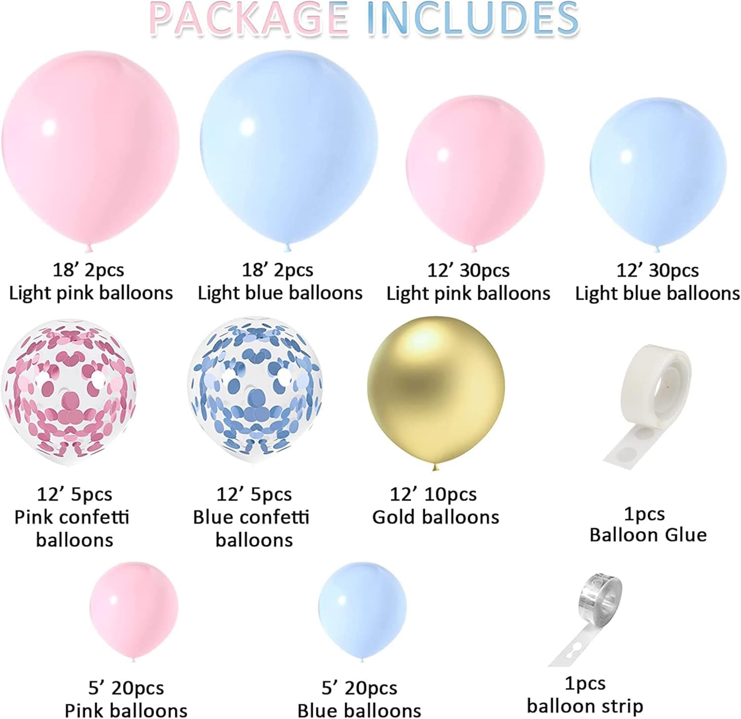 UPSHELL – Gender Reveal Balloons Pink and Blue Boy or Girl, Complete ...