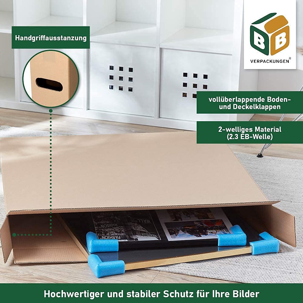 BB-Verpackungen 5 x Bilderkarton 900 x 120 x 800 mm (2-wellig, Bilderkarton braun)