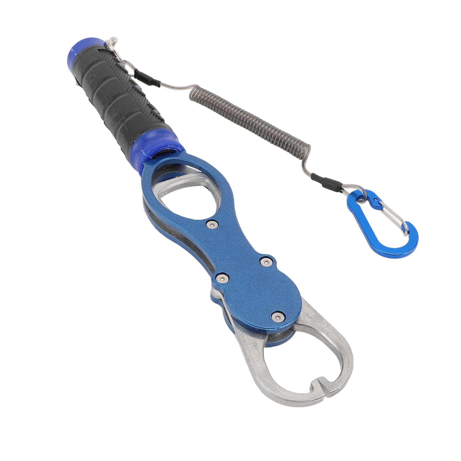 Aluminum Alloy Fish Lip Grabber with Scale Multifunctional Fishing Tool for Weighing Fishing Competitions (Blue)