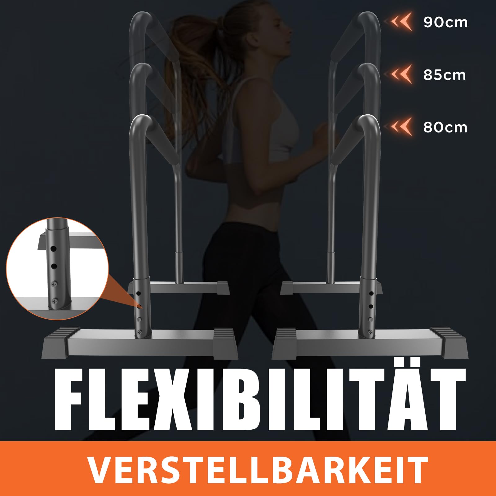 DH FitLife Dip Barren Bars | Dip Stange & Verstellbare Dip-Station 80-90 cm | Parallettes für Calisthenics & Krafttraining | Stabil & Sicher | Indoor & Outdoor Fitness Equipment