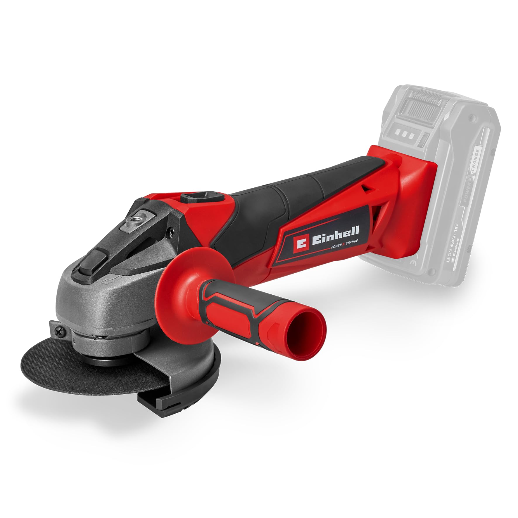 Einhell Amoladora angular con batería TC-AG 18/115 Li-Solo Power X-Change (18 V, 115 mm diámetro de disco, 28 mm profundidad de corte, arranquue suave, sin disco, sin batería) | PXC | 18 V | Ø 115 mm | Profundidad de corte 28 mm | Arranque progresivo | Si