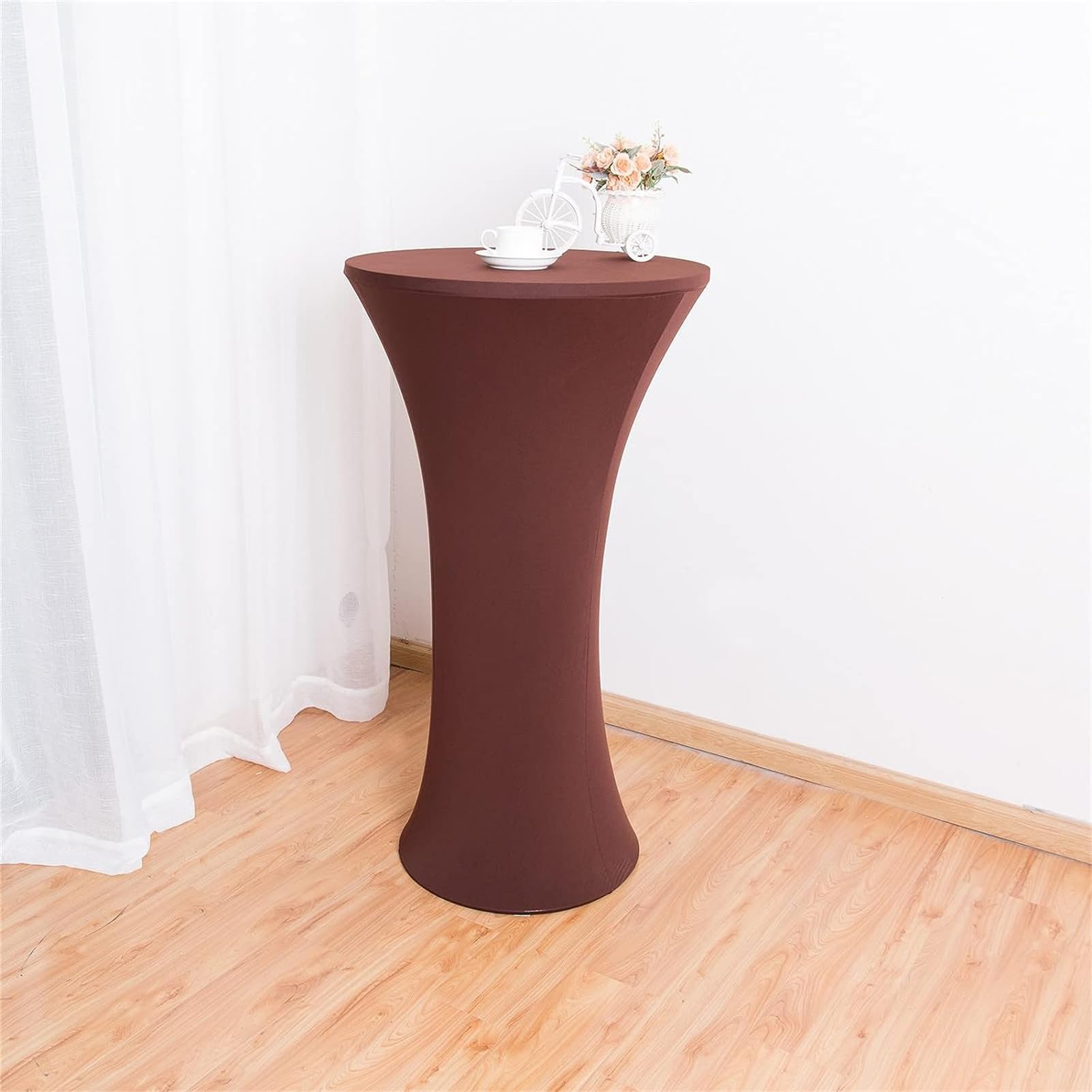 Tovaglia da cocktail elasticizzata in spandex con angoli elasticizzati, per bar, feste di nozze, confezione da 5, marrone, 80 x 110 cm