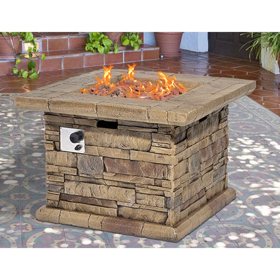 SUNBURY-Outdoor-Propane-Burning-Fire-Pit-Square-Stonecrest-Patio-Fire-Table-50000-BTU-w-Lava-Rocks-Waterproof-Cover