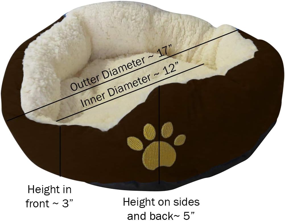 Evelots® Soft Pet Bed,For Cats & Dogs, 17"D x 5"H, Brown