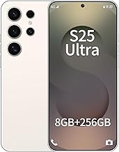 Unlocked Phone S25 Ultra Smartphone 8-core 8GB+256GB Cell Phone 6.8-inch HD Screen Unlocked Phone 50MP+24MP Camera 6800 mAh Battery 4G Dual SIM (Pearl White)
