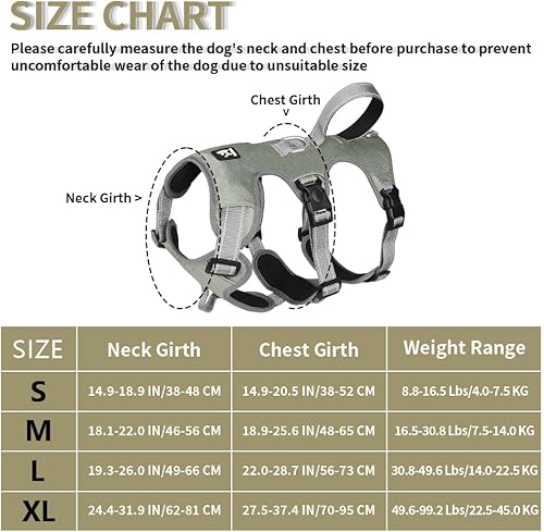 Miniatura 2 de FEimaX Arnés para perro sin tirones, chaleco acolchado suave para perro con 3 clips para la correa y asa de fácil control, reflectante ajustable sin