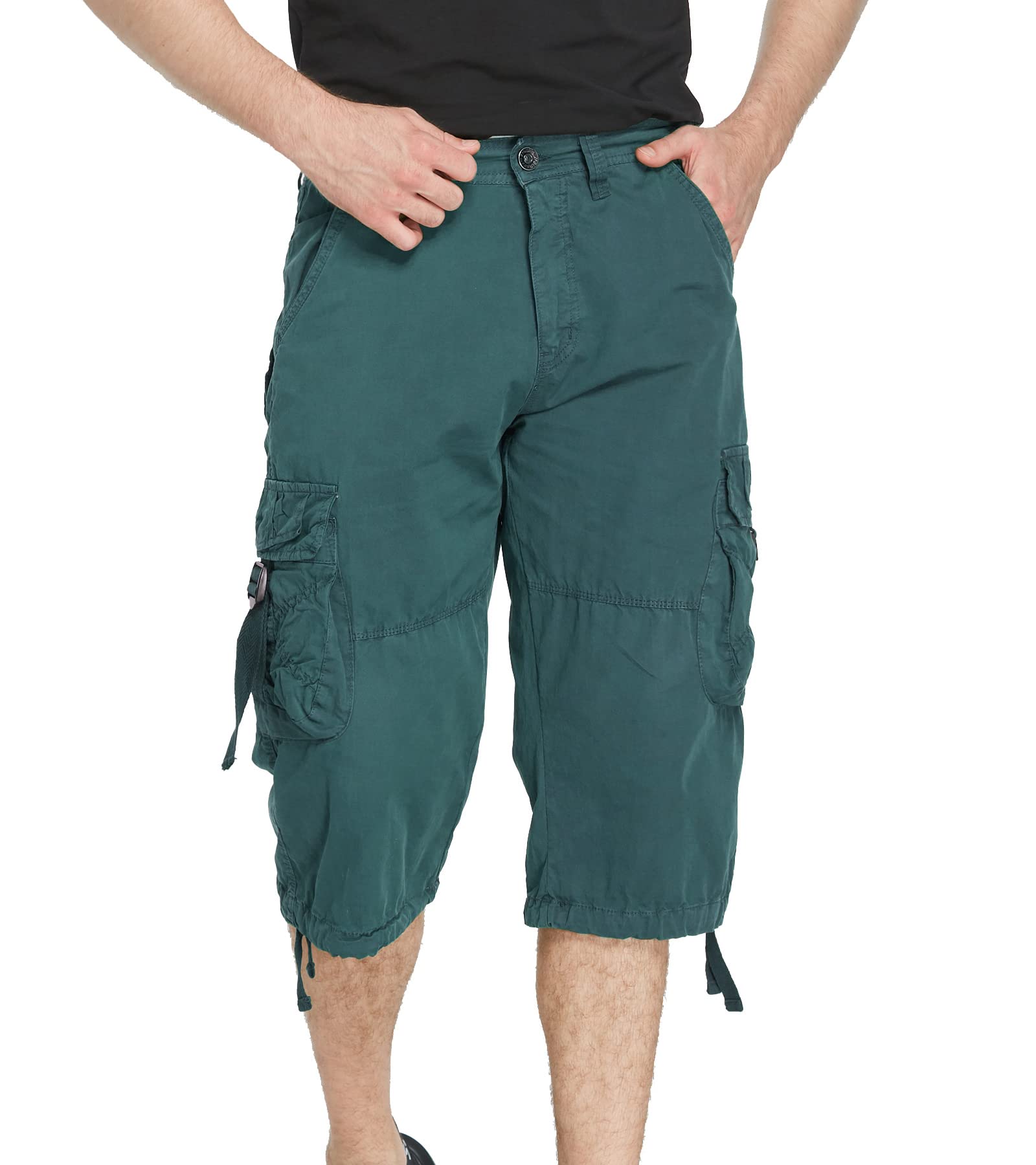 DONGD Mens Cargo Shorts 3/4 Relaxted Fit Capri Pants Below Knee Cargo Short