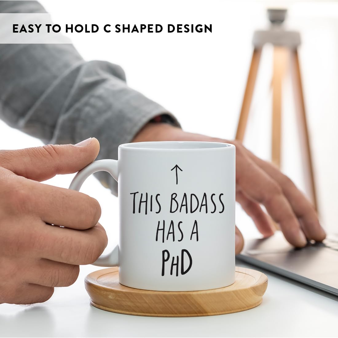 Andaz Press 11oz. PhD Graduation Coffee Mug Gift, This Badass Has A PhD, Arrow Graphic, 1-Pack, Includes Gift Box, Cups For Graduate School Students Of Class Of 2026, Grad Diploma PhD Mug