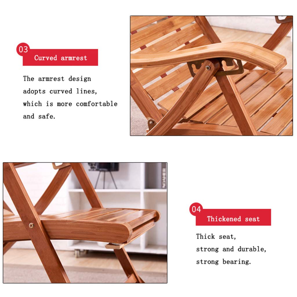 N / A Silla Gravedad Cero Silla Plegable, con Reposabrazos Curvos y Taburete de Masaje Sillón, Silla Vaga de Bambú, para Acampar En La Terraza del Jardín Mecedora (Color:estilo2)
