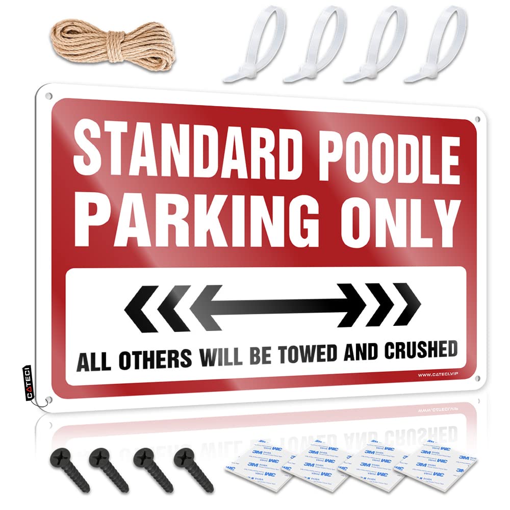 Decorations Fun Waterproof Artwork, Humorous Retro Print For Cafe Pub Camping | Bathroom Stuff Pre-drilled Custom Standard Poodle Parking Only(30X40CM)