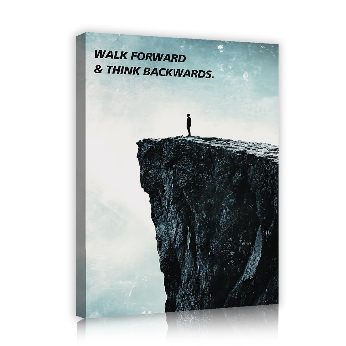 SHENGPOSTER Inspirational Wall Art Posters Solitary Thinker Scenery Wall Prints Man Standing on Cliff Edge Canvas Wall Art for Teen Room Decor Innerframe 90x115cm