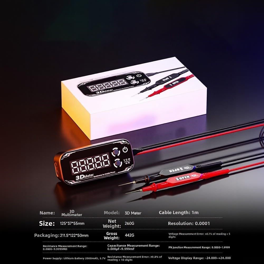 Multimetro digitale ad alta precisione, con display a tre schermi, tester di capacità di tensione, tester professionale multifunzione per test elettrici