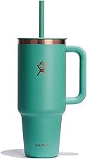 [50% off] Hydro Flask Travel Tumbler with Handle, Lid and Straw - Insulated Stainless Steel in 40 Oz Thyme Green Rose Gold