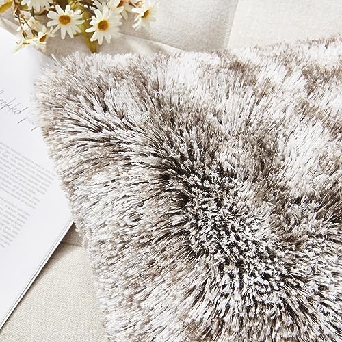 Image of Faux Fur Throw Pillow Covers for Couch Decorative Pillows 18x18 Inches