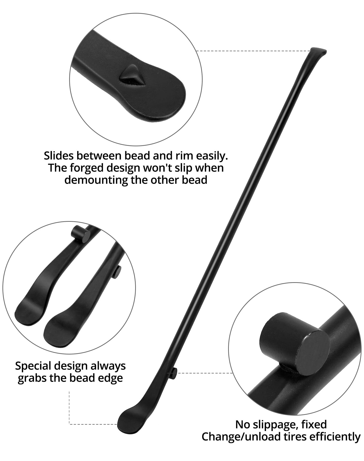 QWORK Tire Changing Removal Tool Level Tire Bar, Tire Mount and Demount Iron for Tubeless Tiers, Manual Tire Changer for Car/Truck Trailer/Bus Maintenance, Replacement Tire Scoop, Black, 1 Pack