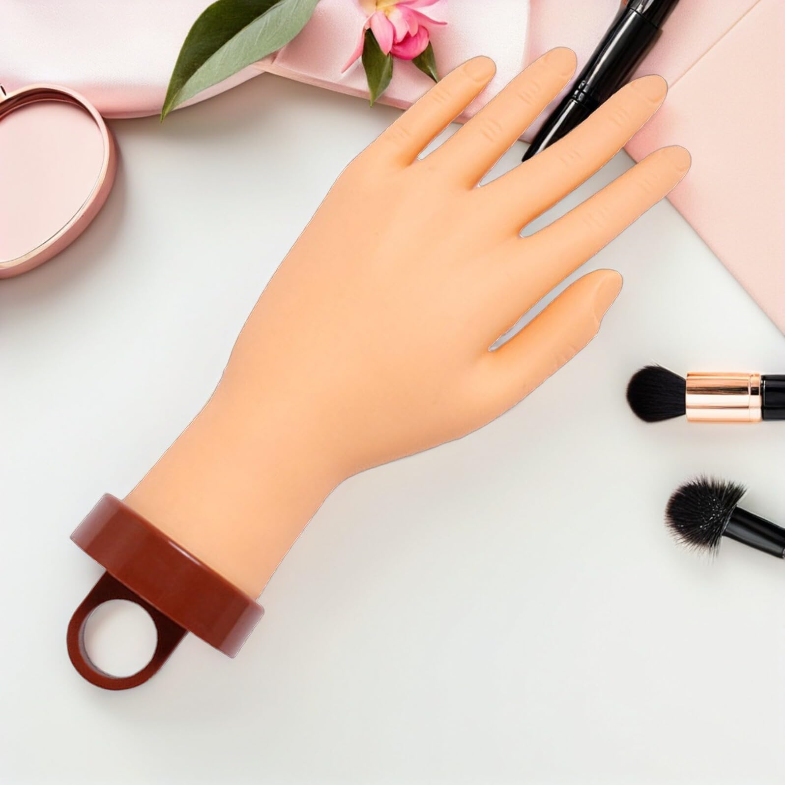 jojofuny Mano di Pratica per Unghie in Silicone Flessibile con Supporto a Morsetto Set 2 Mani Pieghevoli per Allenamento Nail Art Manichino Realistico Portatile per Manicure e
