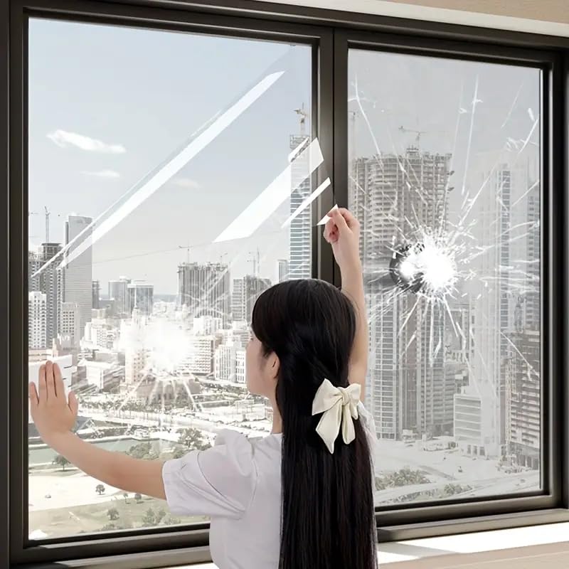 LIVECOOL Crack-Proof Glass Film Clear Self-Adhesive Window Film Shatterproof Protection Waterproof Heat Resistant Transparent Sticker for Home,Office (Transparent, Sample Sheet/12x48 Inch)-image-9