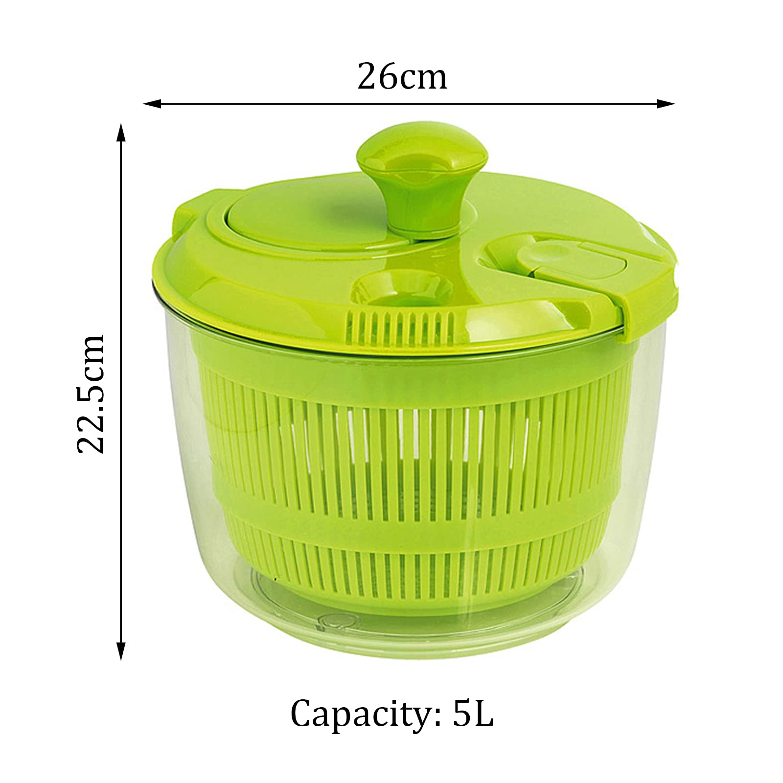 CASOTA Centrifuga for Insalata Multiuso, Grande, 5 Litri, asciugatrice Rapida, Facile da Pulire, lavasciuga for Insalata for Frutta e Verdura, Gratis, centrifuga for Frutta, affettatrice da Cucina