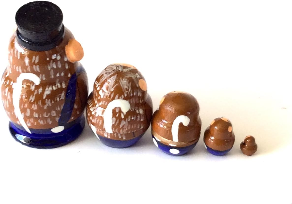 1.25" Tall Monkey MINI Nesting Dolls Russian Hand Carved Hand Painted 5 Piece Matryoshka in Each Set