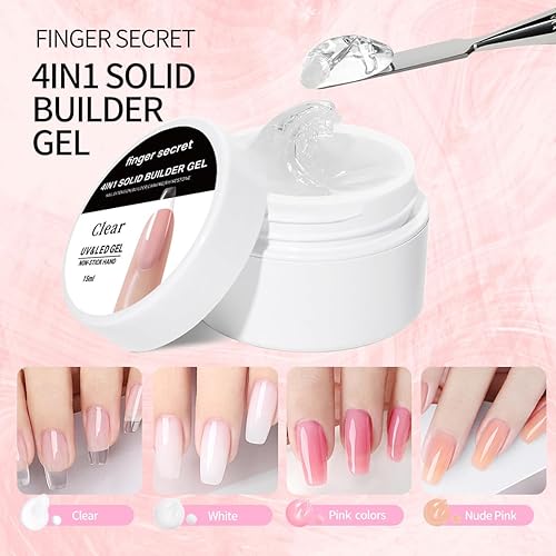 Miniatura 4 de Kit de gel constructor sólido para uñas, 0.51 onzas, 4 en 1, gel constructor sólido para extensión de uñas y arte, efectos de polvo de espejo,