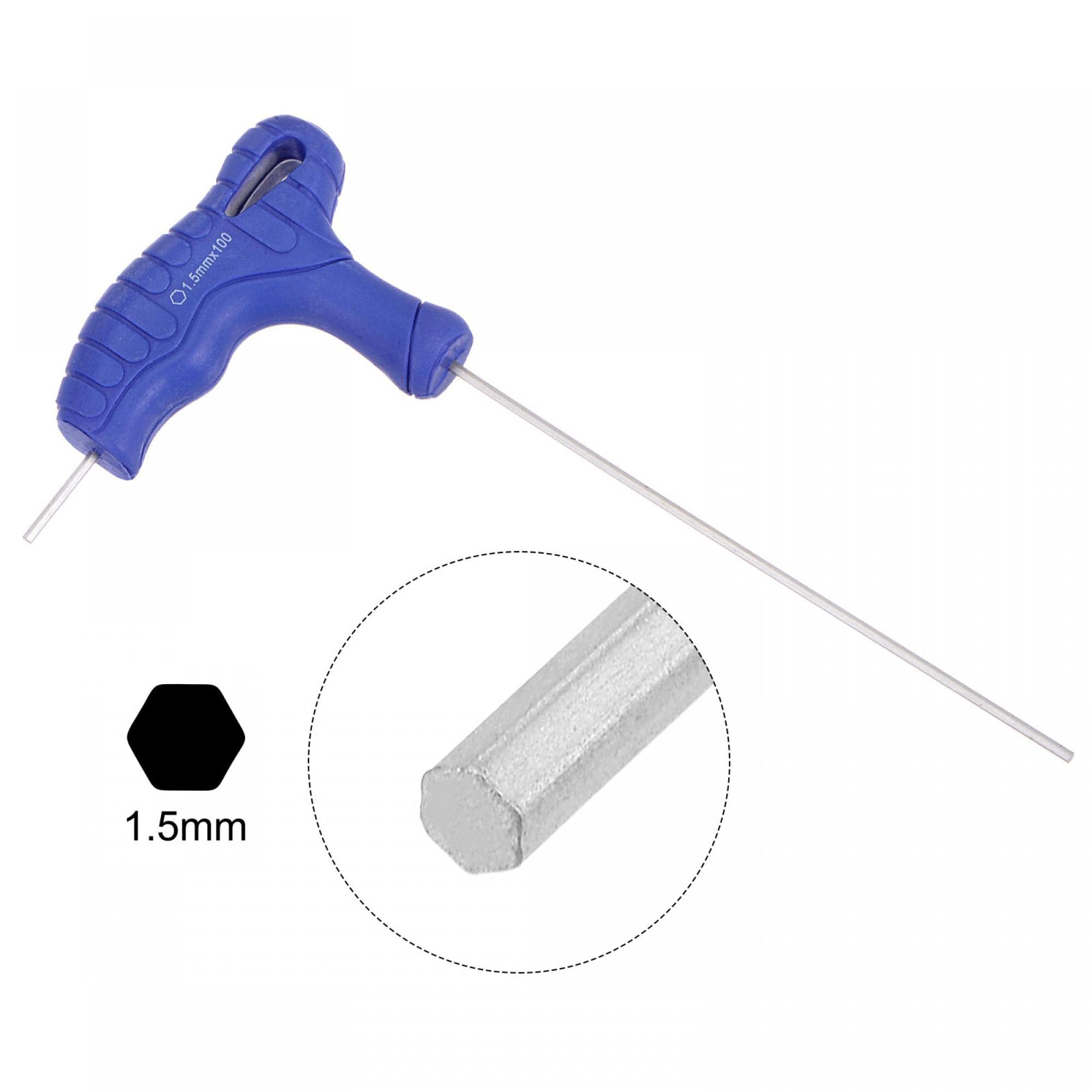 TA-VIGOR 1Pcs 1.5mm T-Handle Hex Key Wrench, Dual-End T-Bar Allen Wrench Tool, CR-V Steel Metric Spanner for Bike Furniture - Image 3