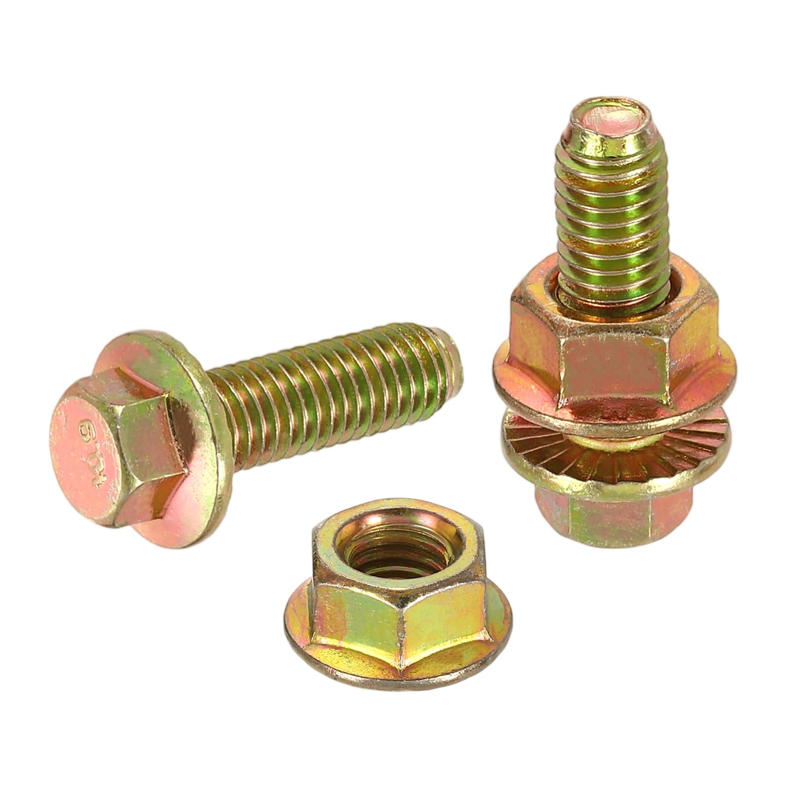 sourcing map M8 x 25mm Flanged Hex Head Bolts, 10Pcs Zinc-Plated Carbon Steel Flange Hexagon Screws with Nuts, Fully Threaded, for Machinery Industry Home Appliances