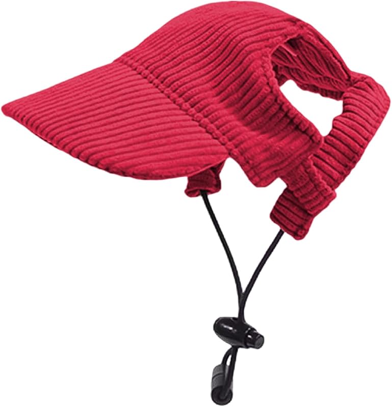 Chapéu Boné para Cães e Gatos com Furos para as Orelhas e Tira Ajustável Vermelho Grande