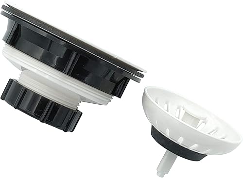 Miniatura 5 de Colador de cesta de 4 pulgadas de plástico ABS para fregadero de cocina con montaje de colador extraíble y tapón de goma, ajuste universal, 3-12,