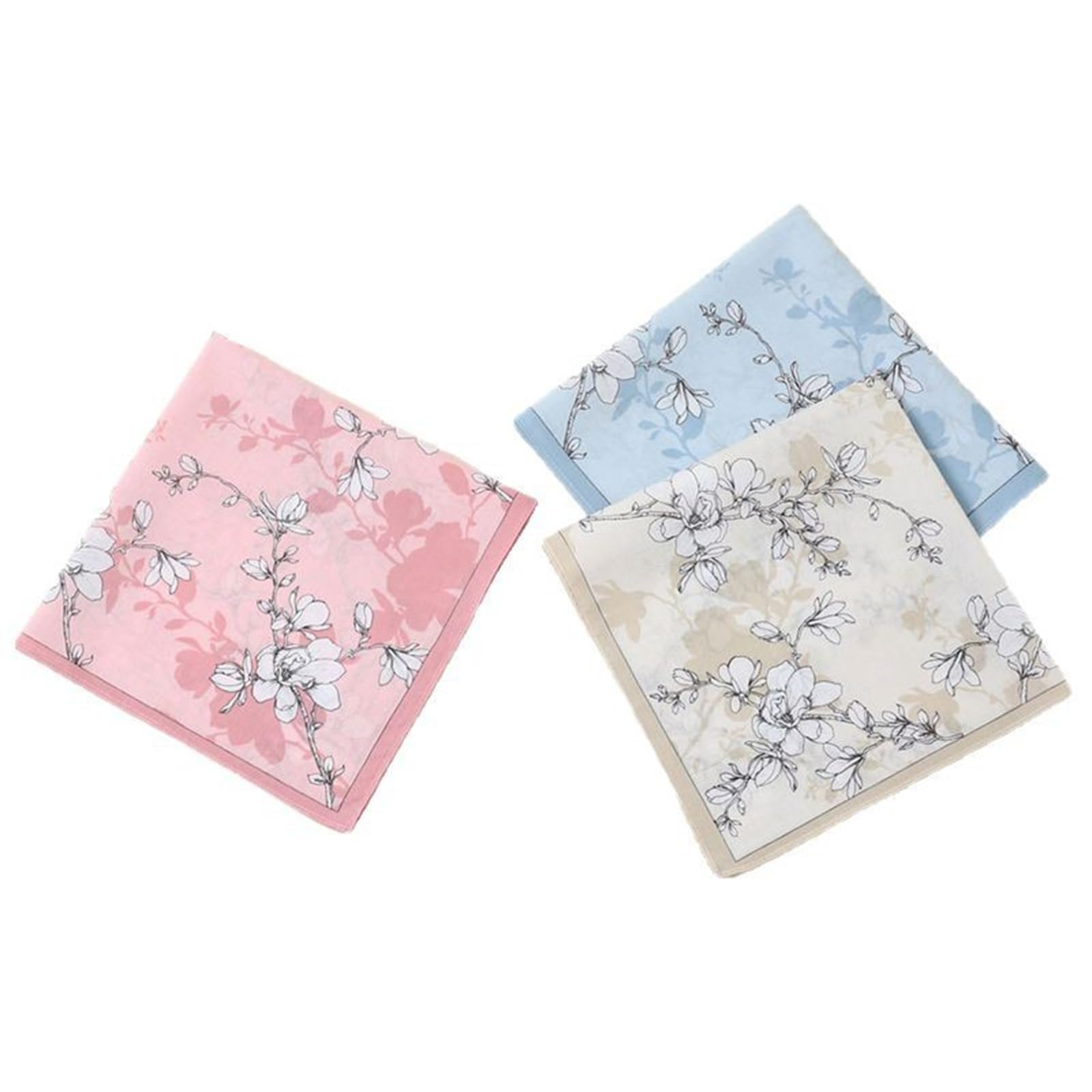 Tsophreniq 1PC Cotton Handkerchief Women Hankies Printing Florals Flower Absorbent Hanky Absorbent Cotton Hanky