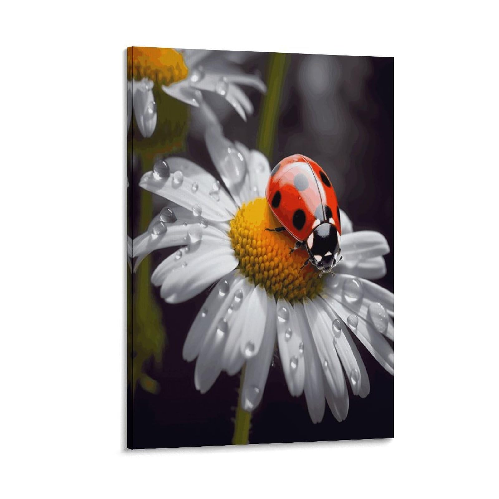 Ladybug on Daisy Flower Canvas Wall Art on Canvas Prints Artwork Exquisite Decor Artwork Hang Wall Picture Hangable Decor Painting Picture Printed Poster Art for Home Decor 24x36inch(60x90cm)