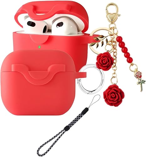 Funda de bloqueo seguro para Airpods 3 con bonito cordón de llavero de flores, funda protectora de silicona para Airpods de 3 generación, para