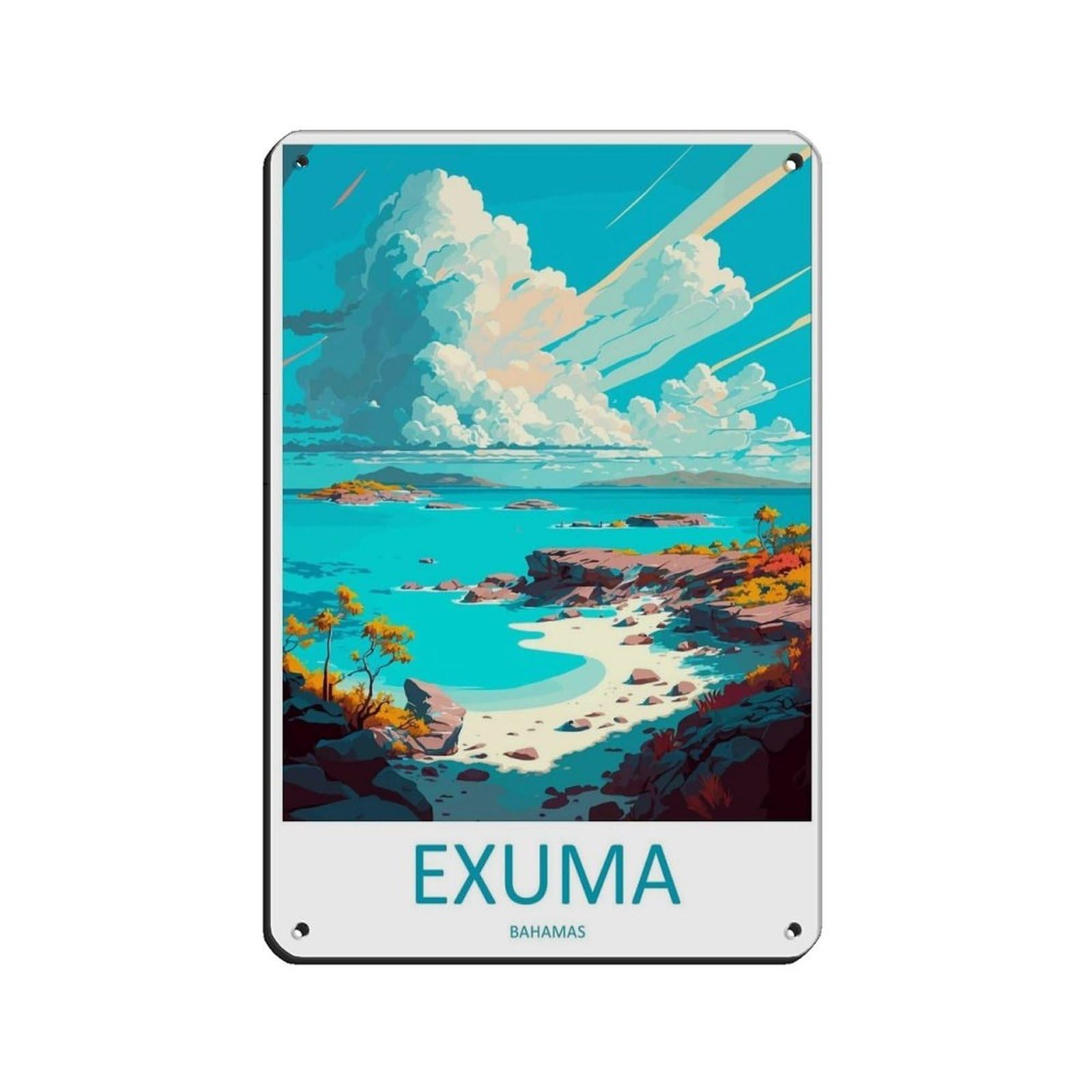 Exuma Travel Art Caribbean Travel (11) Tin Sign Vintage Metal Pub Club Cafe Bar Home Wall Art Decoration Poster Retro 8x12inch(20x30cm)