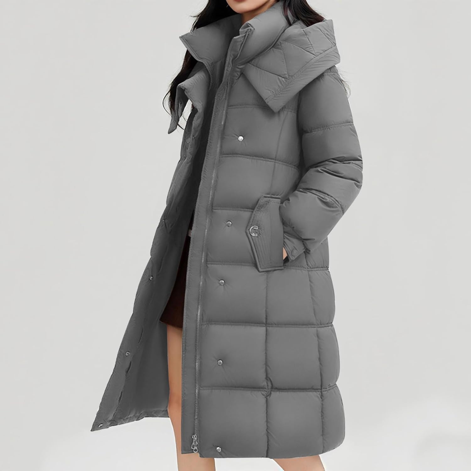 XUNRYAN Winter Jackets for Women Down Coat Thicken Warm Puffer Jackets Bubble Overcoat Parka Anorak Hooded Maxi Long Coats