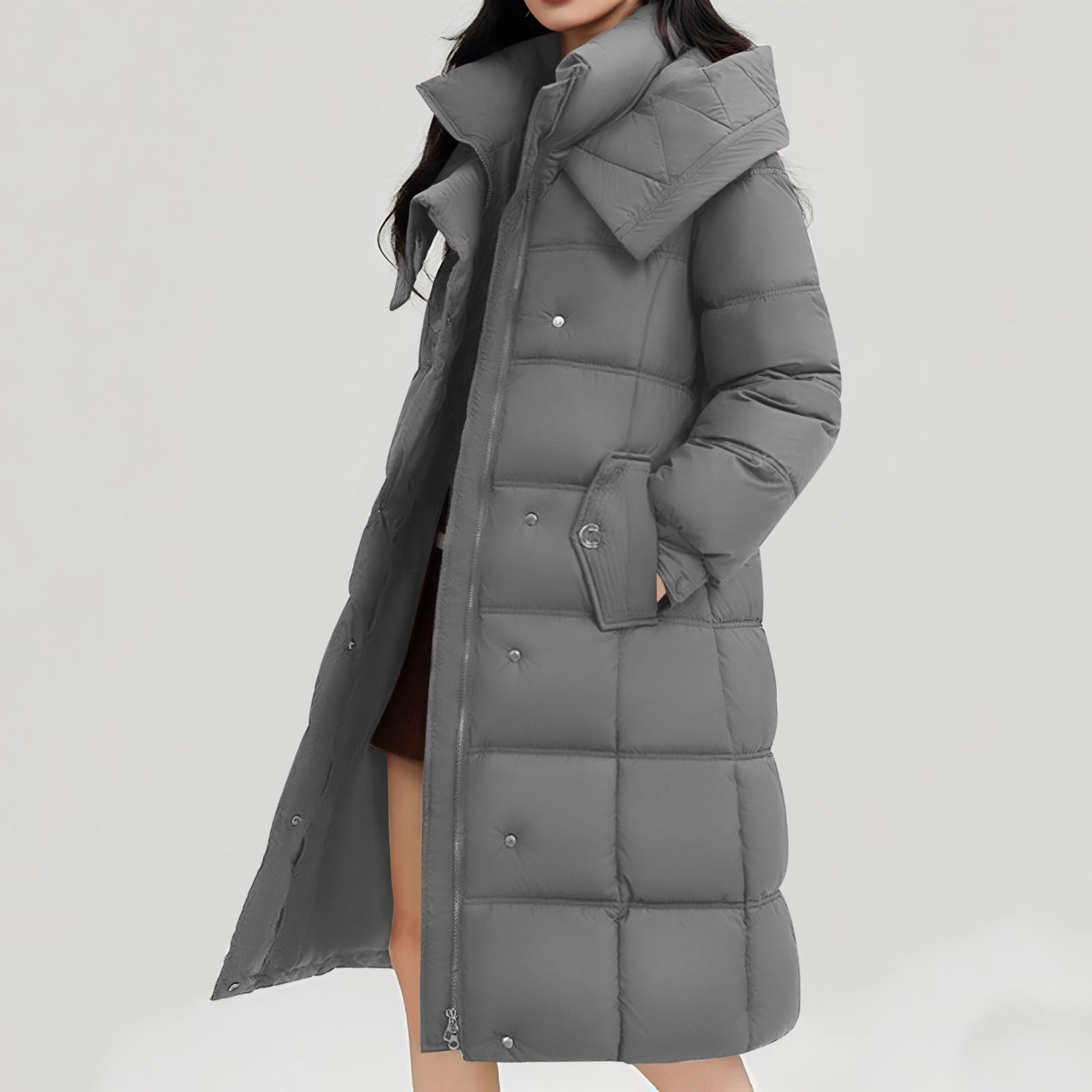 HAOLEI Abrigo Acolchado Mujer,Chaqueta Mujer Invierno Gruesa Chaquetas Acolchado Manga Larga Cálido Abrigo Parka con Capucha Viento Cremallera Cazadora Algodón Invierno Ligero Outwear con Bolsillos