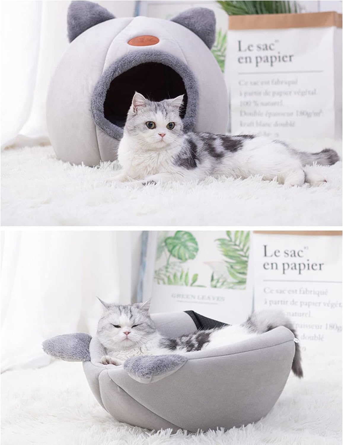 Brikipth Deep Sleep Comfort in Winter Cat Bed Little Mat Basket for Cat's House Products Pets Tent Cozy Cave Beds Indoor Cat Dog House 4