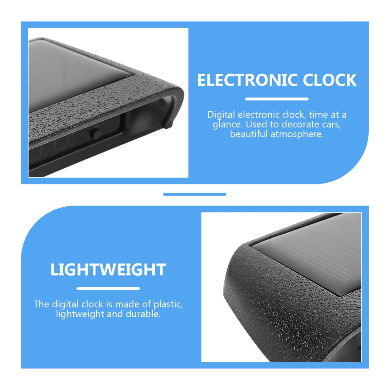 Reloj para Coche con Termómetro Alta Precisión Carga Solar y USB sin Instalación Reloj Electrónico para Vehículo Duradero y Fácil de Usar