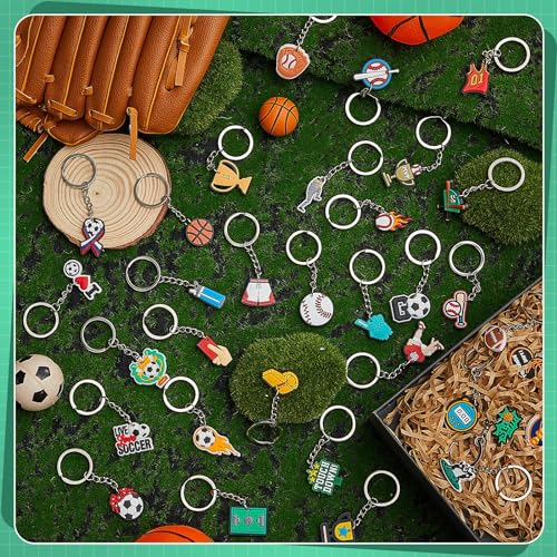 Porte-clés balle de sport Batiyeer | Lot de 36 pour football et basket - 7