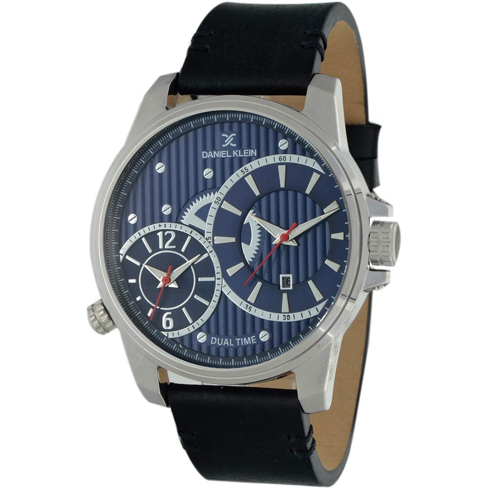 Daniel Klein Leather Analog Blue Dial Men's Watch-Dk11481-4