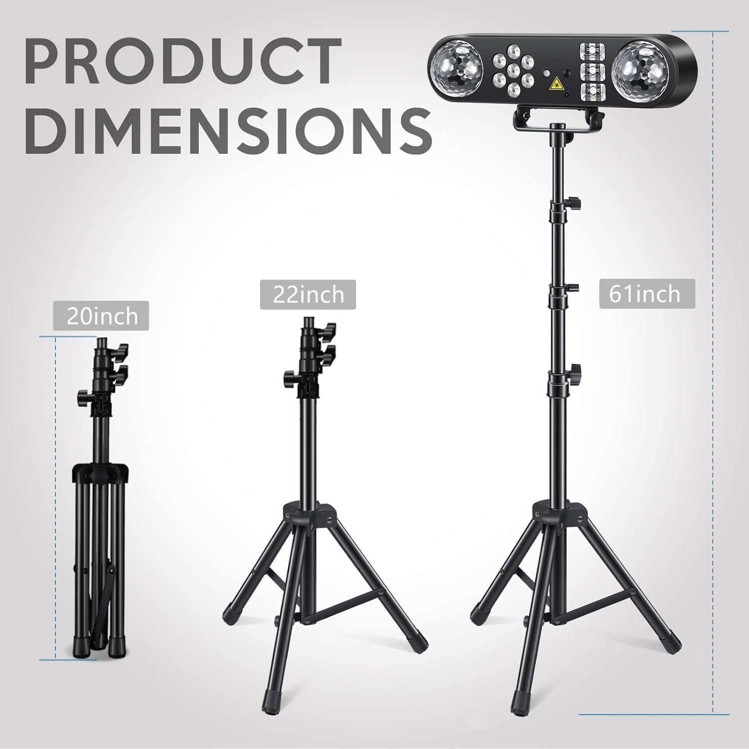 Luces de DJ con soporte, luces de fiesta DJ discoteca activadas por sonido, luz de fiesta 5 en 1 con bola giratoria, estroboscópico, UV, iluminación LED colorida par y patrón para concierto